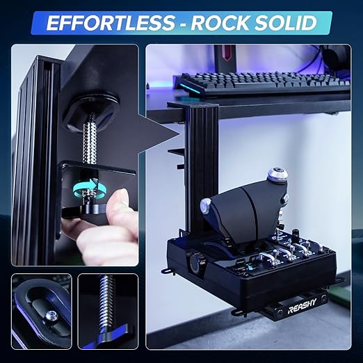 Reashy Hotas Mount, Joystick Mount, Aluminum Flight Stick Desk Mount for Logitech X56, X52, X52 Pro, Thrustmaster T.1600M, TCA, T.Flight Hotas One, 4, X, Airbus, VKB Gladiator Nxt (Gray)