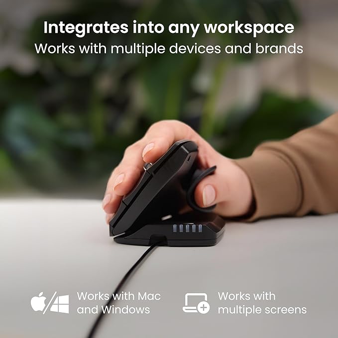 Contour Unimouse Ergonomic Vertical Mouse – Adjustable 35°-70° Angle, Customizable Thumb Rest, Wired, 6 Programmable Buttons, Ideal for All Day Comfort, Carpal Tunnel and Pain Relief