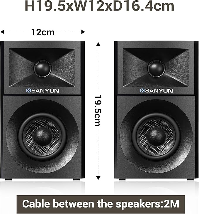 SW203 4.0 Computer Speakers - 60W 4-Way DSP Control 3D Immersive Sound - 3" Carbon Fiber Woofer & 20mm Silk Dome Tweeter - 24bit DAC USB/Bluetooth 5.4/AUX - Studio-Grade Audio (Pair, Red)