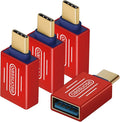 USB C to USB 3.0 Adapter [4-Pack Gold-Plated]，USB C Male to USB 3.0 Female OTG Adapter for MacBook Pro 2020,MacBook Air 2020,iPad mini/Pro 2021,iMac 2020 and Other Type C Devices (Red)