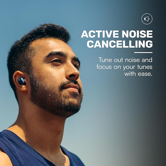 Raycon Fitness Bluetooth True Wireless Earbuds with Built in Mic 56 Hours of Battery, IPX7 Waterproof, Active Noise Cancellation, Awareness Mode, and Bluetooth 5.3 (Blue)