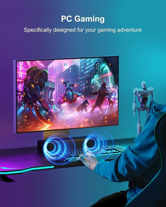 ULTIMEA 2.1ch Compact Sound Bar for TV, Built-in Subwoofer, APP Control, Peak Power 120W, All-in-one PC Sound bar for Game, 16 Inches Bluetooth 5.3 TV Sound Bar, Opt/AUX/Wall Mount, Solo B30 Pro