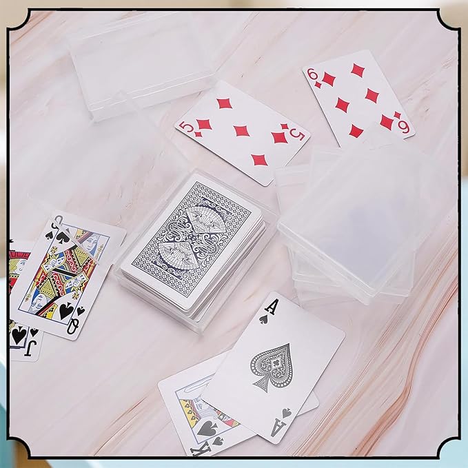 24 Pack Playing Card Case, Clear Playing Cards Deck Boxes, Empty Deck Cases, Plastic Storage Box Deck Holder with Snaps Closed for Gaming Business Card, 3.74 x 2.7 x 0.9 inch (NO Cards)