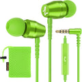 LUDOS OMNITONE Wired Earbuds in-Ear Headphones, 5 Years Warranty, Earphones with Microphone, 3.5 mm Jack Corded Ear Buds, Videoconference for iPhone, Samsung, Laptop, Kids, School Students - Green