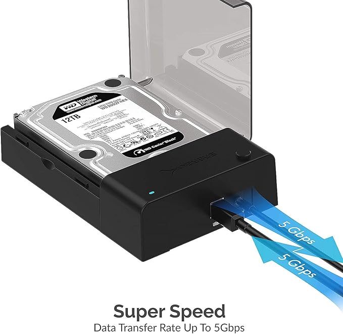 SABRENT USB 3.0 to SATA External Hard Drive Lay Flat Docking Station with Built in Cooling Fan for 2.5 or 3.5in HDD, SSD [Support UASP and 22TB] (EC-DFFN)