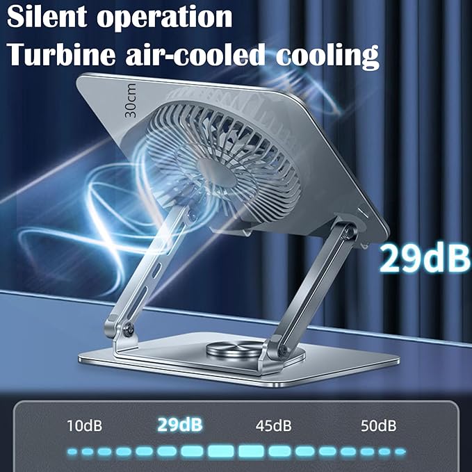 Laptop Cooling Pad 360° Rotating Laptop Stand with 5" Turbo Cooling Fan, 2 Adjustable Angle and 0-12 inches Tall Adjustable Cooling Pad Fits 10-17.3" laptops Pads
