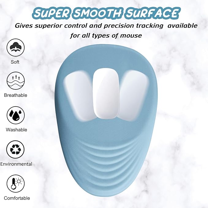 Ergonomic Mouse Pad Wrist Support, Mouse Pad with Wrist Rest, Entire Memory Foam & Non-Slip PU Base MousePads with Stepped-Wedge Design for Pain Relief, Desk, Office, Home, Sky Blue