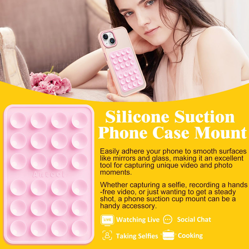 PKYAA Silicone Suction Phone Case Adhesive Mount, Upgraded Super Strong Grip, Durable, Easy to Use, Hands-Free Sticky Phone Holder for Selfies, Tiktok Videos, 2.56"x3.94" (Baby Blue)