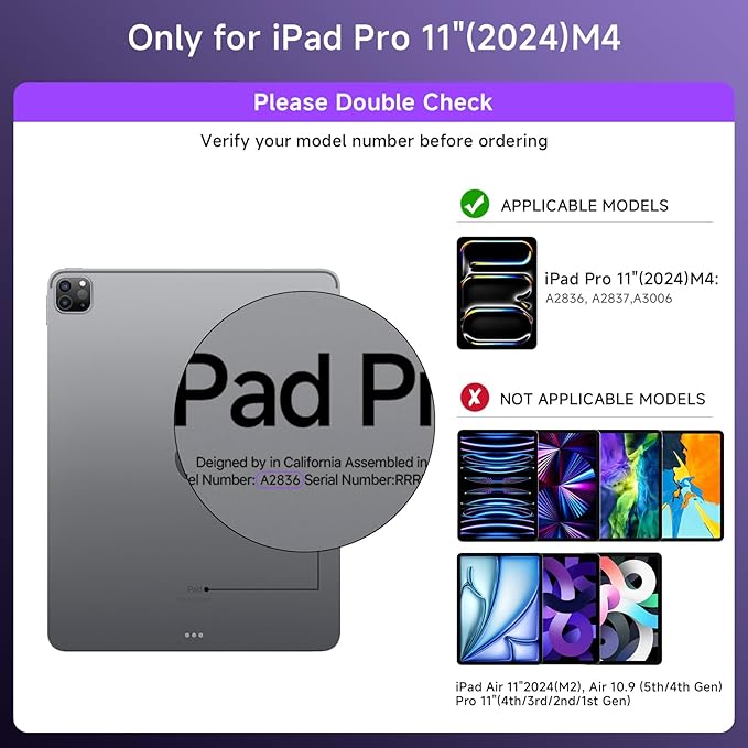 Transparent Case with Keyboard for 2024 iPad Pro 11-inch (M4),with 7-Color Backlit Wireless Keyboard, 360°Rotatable Protective Case Multi-Touch Trackpad,with Pencil Holder,with Shortcuts,Purple