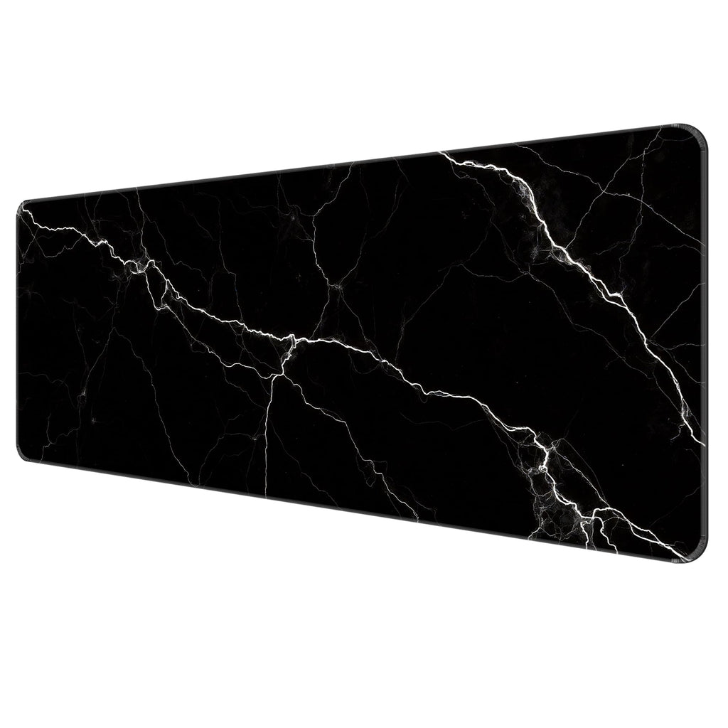 Dynippy Large Thin Mouse Pad with Stitched Edges, Black White Marble