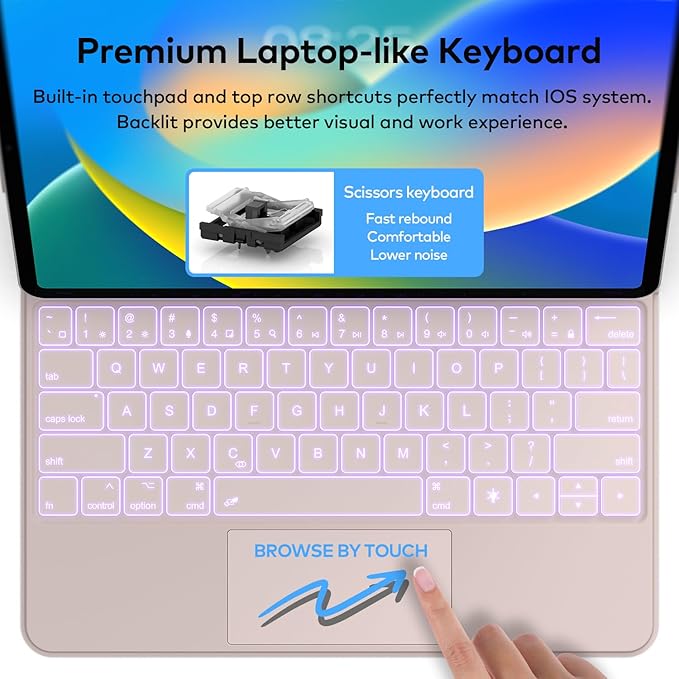 Keyboard Case for iPad Air 13 2024 and iPad Pro 12.9 inch 2022-6th / 2021-5th / 2020-4th / 2018-3rd Generation – Magnetic Keyboard Case with Multi-Touch Trackpad – Floating Cantilever Stand