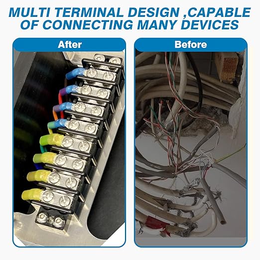GLOSO Marine Terminal Blocks TBD Double Row Stainless 10-22 AWG Cu, 30A/600V- 1 Pack, 6 Poles