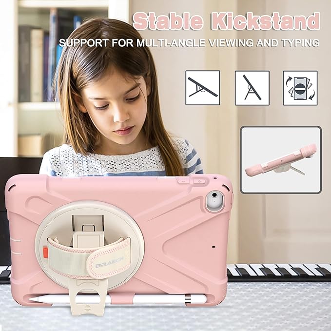 BRAECN iPad mini 5 Case,iPad mini 4 Case, Heavy Duty Shockproof Protective Rugged Case with Pencil Holder,Hand Strap,Kickstand, Shoulder Strap for iPad mini 5th/4th Generation 7.9 Inch for Kids
