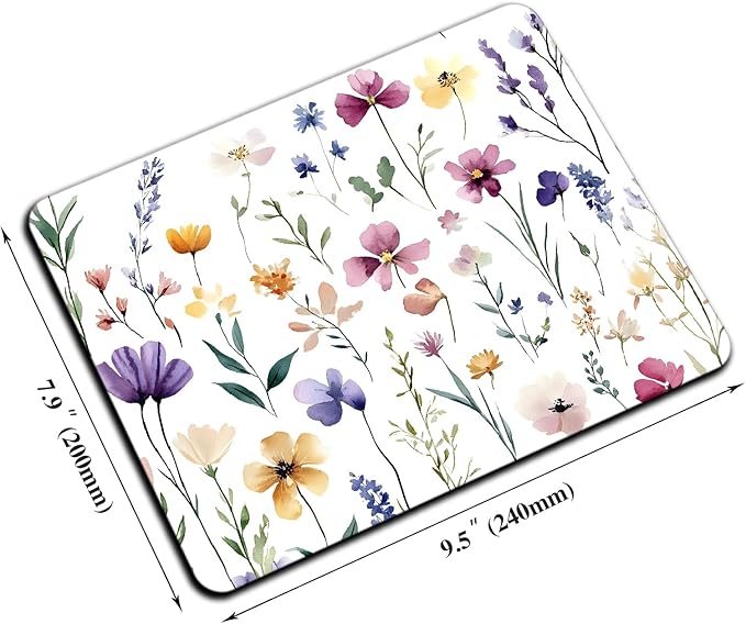 Mouse Pad, Cute Purple Wildflowers Mouse Pads for Desk, 9.5" x 7.9" Non-Slip Rubber Base Computer Mousepad with Women, Portable Square Design for Wireless Mouse and Pad Laptop Office & Travel