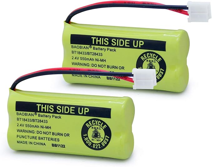 2.4V Rechargeable Cordless Phone Batteries Compatible with for AT&T/Lucent BT-18433 BT-184342 BT-28433 BT-284342 BT-6010 BT-8000 BT-8001 BT-8300 Empire CPH-515D CPH515D(Pack of 2)
