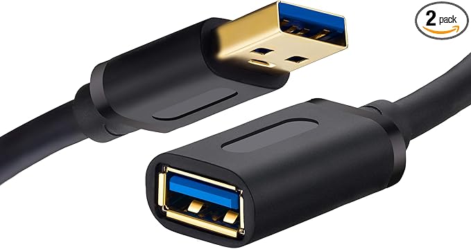 Tan QY USB 3.0 Extension Cable 1.5Ft, USB 3.0 High Speed Extender Cord Type A Male to A Female for PlayStation, Xbox, USB Flash Drive, Hard Drive, Card Reader,Scanner,Printer,Keyboard (1.5Ft-2Pack)