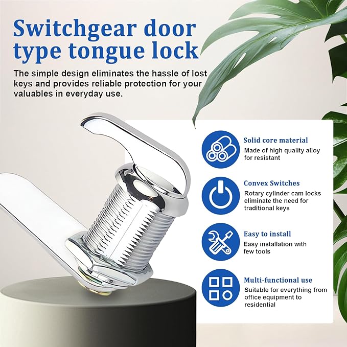 2 Pack Thumb Operated Offset Cam Lock Latch, Keyless Cam Lock Latch for Rv Storage Doors, Camper, Boat, Files Drawers, Distribution Box, Cabinet Door, Electric Cabinet (22mm)