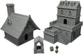 Medieval Miniature Building Terrain Set Compatible with Tabletop RPG War Games, Dioramas Building Set, Paintable, Gift for Tabletop Hobby Enthusiasts by HAUTICO (18mm Scale)