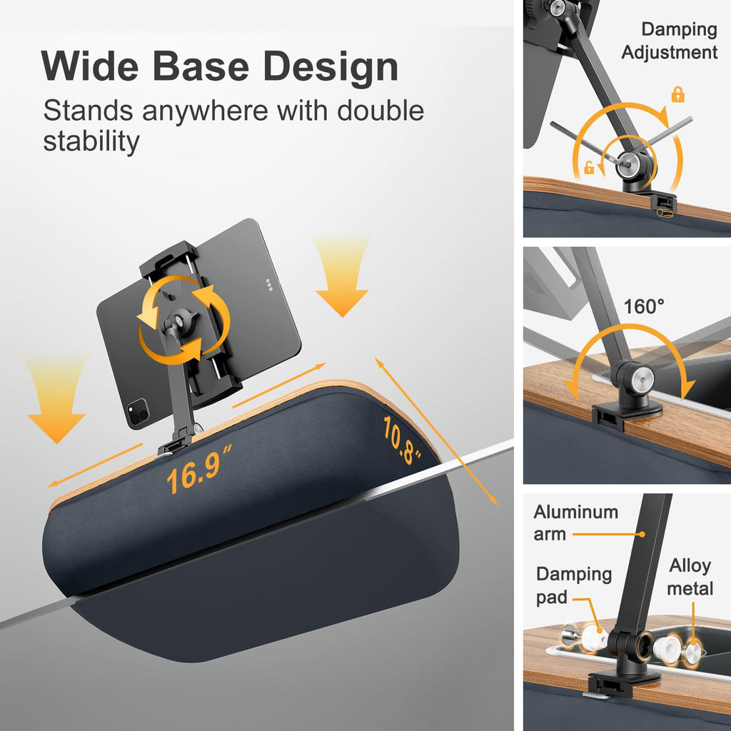 ERGONOV Tablet Pillow Stand for Lap, Adjustable iPad Holder with Snack Bowl