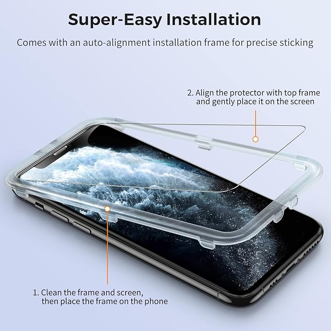 UNBREAKcable Screen Protector for iPhone XS Max and iPhone 11 Pro Max 2 Pack, 2.5D Tempered Glass for iPhone XS Max/11 Pro Max Anti-scratch, Anti-fingerprint, Bubble Free & Case-friendly