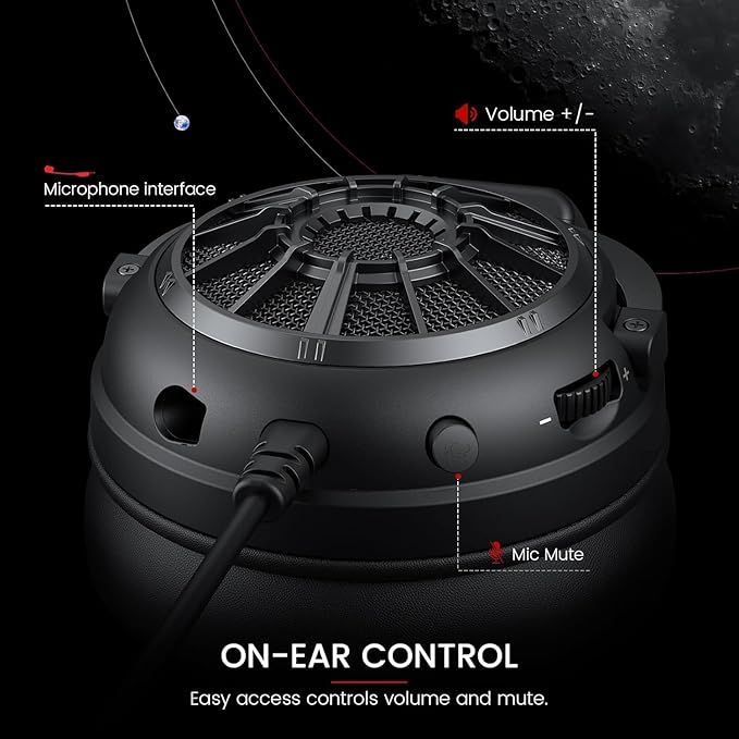 EKSA StarEngine S Gaming Headset for PC, PS4, PS5, Switch, Xbox One, Xbox Series X/S-Wired Gaming Headphones with Detachable Noise Cancelling Mic, 50mm Drivers, 3.5mm Over-Ear Computer Headphones