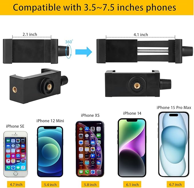 Drill Base Truck Phone Stand for 3.5~7.5 inches iPhone/HTC/LG/Nexus/Huawei/Smart Phones, Fit for Truck, Car,Van, Vehicles, 360°Adjustable Aluminum Alloy Mount