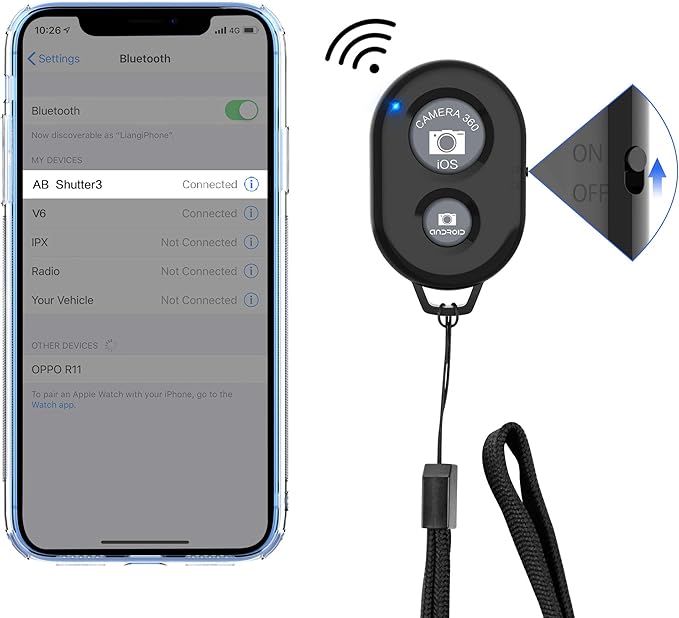 Wireless Camera Remote Shutter for Smartphones (2 Pack), Zttopo Wireless Phone Camera Remote Control Compatible with iPhone/Android Cell Phone - Wrist Strap Included Black&Pink