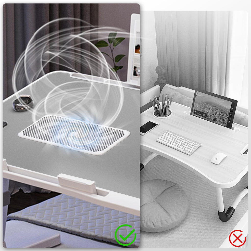 iXTRA Adjustable Laptop Lap Desk with Cooling Fan USB Light for Adults 56x32cm,Grey