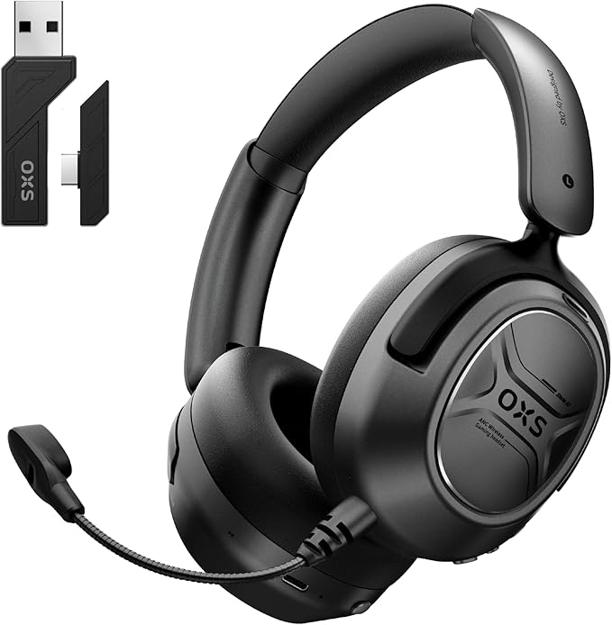OXS Storm A2 Wireless Gaming Headset, Active Noise Cancellation, Over Ear Headphone with Mic, Bluetooth 5.4 & 2.4GHz Low Latency, Dual EQ Modes, 70H Playtime, for PC, Switch, PS4, PS5, Mobile, Black