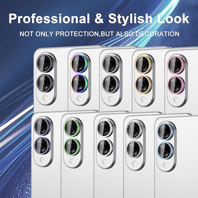 for Samsung Galaxy S25 Edge Camera Lens Protector, Individual Metal Ring Tempered Glass Lens Cover, [Strong Adsorption] Scratch Resistant Ultra-Thin HD Clear Lens Cover, 1 Set-Purple