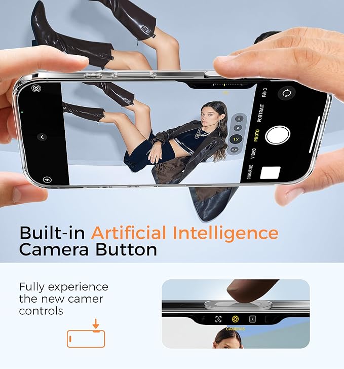 MAGIC JOHN 360° Rotatable Magnetic Invisible Stand for iPhone 16 Plus Case [Camera Control Button] [Compatible with MagSafe] 16FT Shockproof for iPhone 16 Plus Case 6.7'' with Kickstand, Clear
