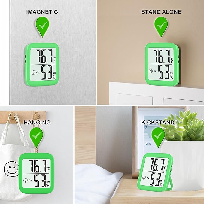 Antonki 2 Pack Room Thermometer for Home, Indoor Hygrometer Humidity Meter Gauge, Digital Temperature and Humidity Sensor Monitor for House, Terrarium, Incubator, Greenhouse - Battery Included