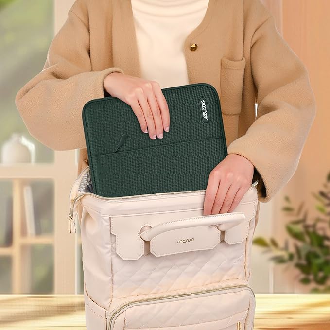 MOSISO Laptop Case 13 inch, 13 inch Laptop Sleeve Compatible with MacBook Air M4 M3 M2 M1 2025-2018 / Pro M2 M1 2025-2016, Polyester Vertical Computer Sleeve Bag with Pocket, Midnight Green