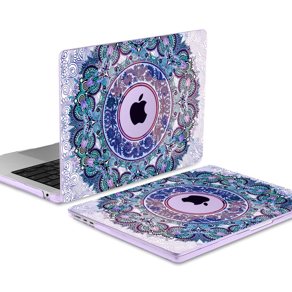 TWOLSKOO for MacBook Air 15 inch Case 2026 2025 2024 2023 Release M5 A3448 M4 A3241 M3 A3114 M2 A2941, Plastic Hard Shell & Screen Protector & Keyboard Cover & Trackpad Film, Purple Mandala