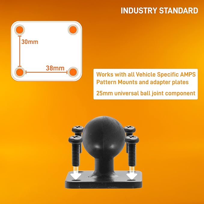 iBOLT 25mm / 1 inch Metal AMPS Adapter Plate for Industry Standard Dual Ball Socket mounting arms