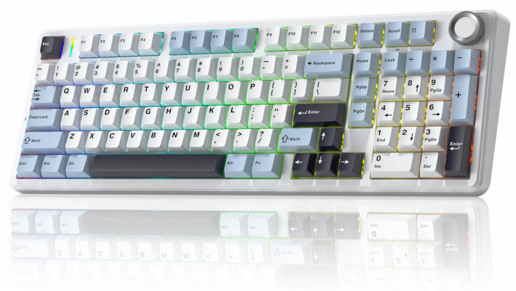 x Aula F99 Pro Wireless Mechanical Keyboard, Gasket Hot Swappable Custom Keyboard with Knob, RGB Backlit,Pre-lubed Reaper Switches PBT Keycaps BT5.0/2.4GHz/USB-C Creamy PC Gaming Keyboards - Blue