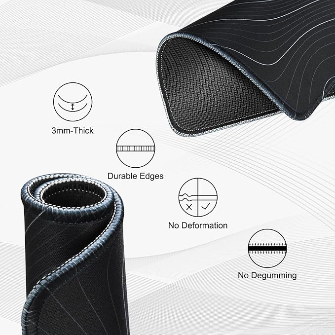 JIKIOU 3 Pack Mouse Pad with Stitched Edge, Comfortable Mouse Pads with Non-Slip Rubber Base, Washable Mousepads Bulk with Smooth Cloth, Mouse Pads for Computers Laptop Mouse 10.2x8.3x0.12inch Contour