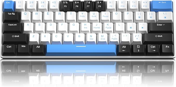 60% Mechanical Gaming Keyboard,Mixed Color Keycaps Gaming Keyboard with Brown Switches, Detachable Type-C Cable Mini Keyboard with Blue LED Light for PC/Laptop