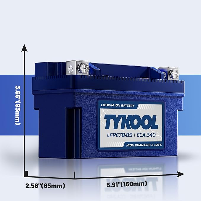 YT7B-BS 12V 4Ah 240CCA LiFePO4 Motorcycle Battery, Built in BMS, for Honda KTM Yamaha Harely, Lithium Ion Battery Fit Lawn Mower, Jet Ski, Motorboat，ATV, UTV, Scooter,Snowmobile
