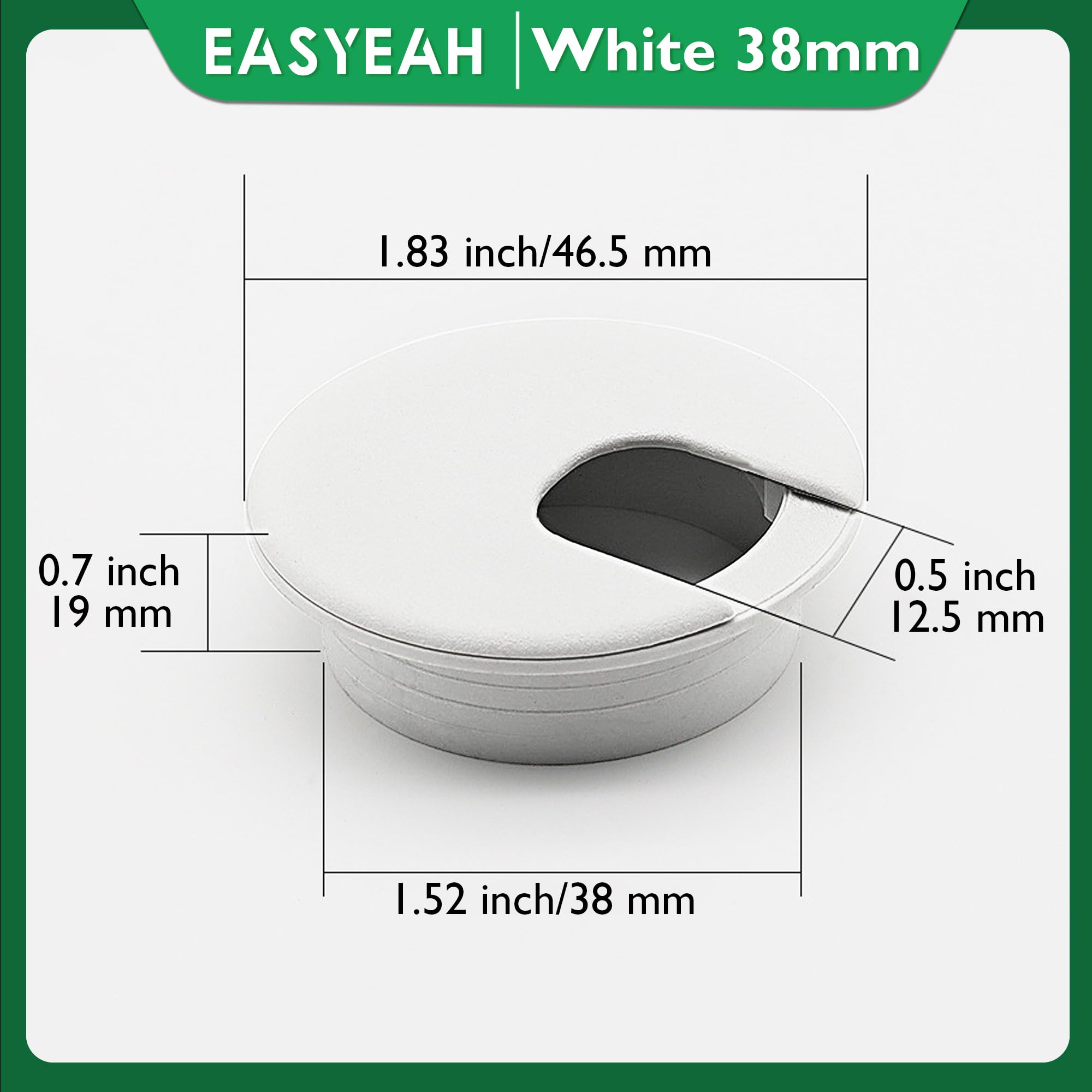 EASYEAH 2 Pcs Desk Grommet 1-1/2" / 38 mm, Desk Cord Hole Cover