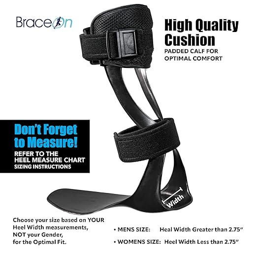 Brace On AFO S-Type - Drop Foot Stabilizer Brace, Moldable, Trimmable, Lightweight Polyethylene, Braces for Women, AFO Brace and Foot Drop Braces, Boot for Injured Foot, Women, Right