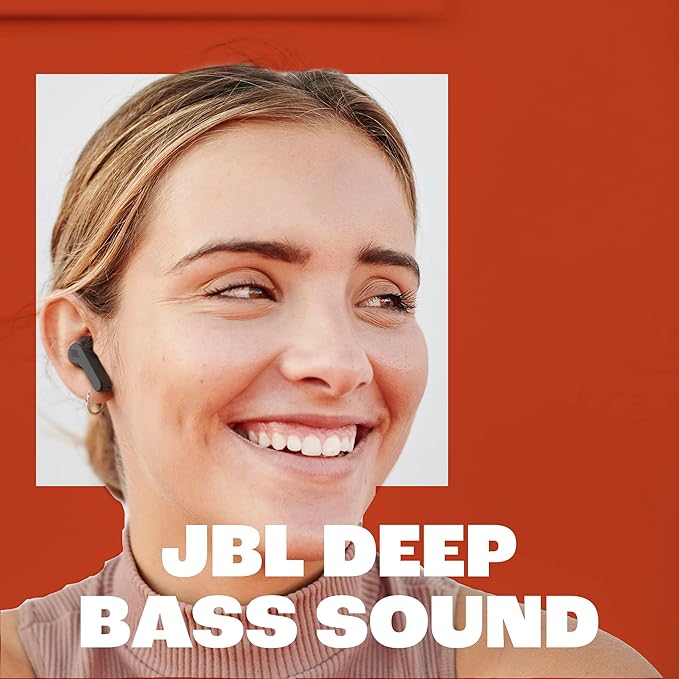 JBL Vibe Beam - True Wireless JBL Deep Bass Sound Earbuds, Bluetooth 5.2, Water & Dust Resistant, Hands-free call with VoiceAware, Up to 32 hours of battery life (Black)