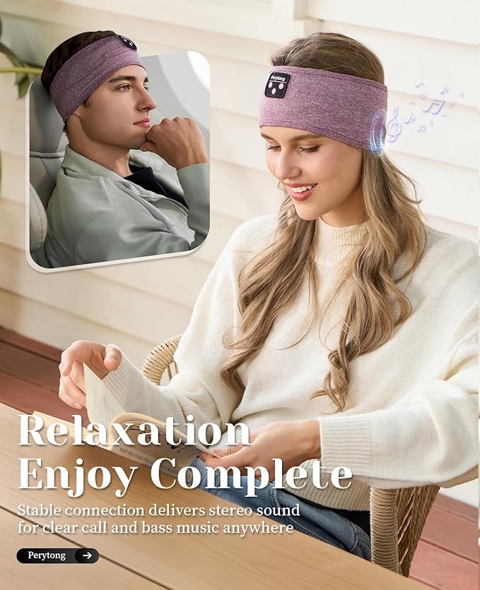 Perytong Sleep Headphones, Bluetooth Sports Headband Headphones with Ultra-Thin HD Stereo Speakers Perfect for Sleeping,Workout,Jogging,Yoga,Insomnia, Air Travel, Meditation for Unisex