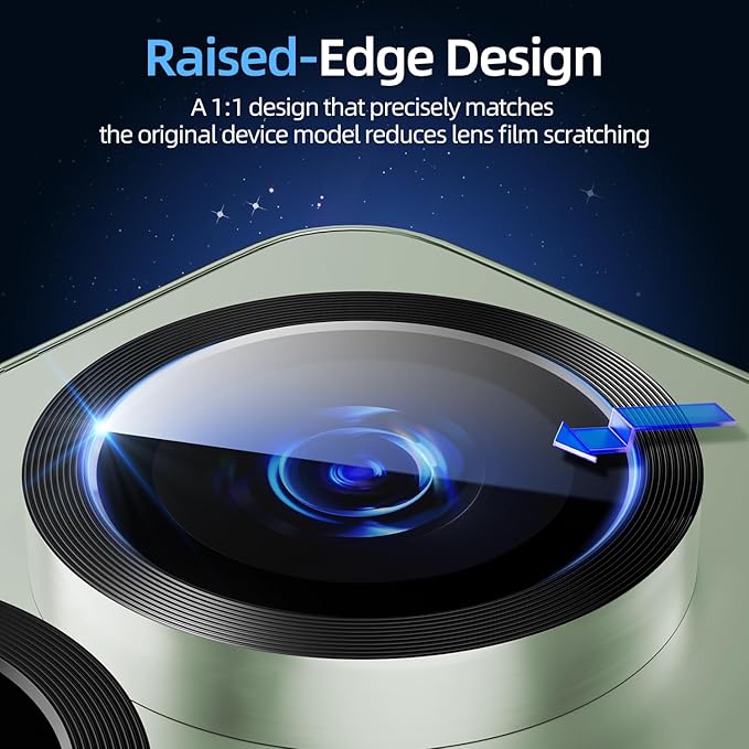 X-it Camera Lens Protector for Samsung S25, 9H Tempered Glass, Independent Metal Aluminum Edge Original Protection Design, Suitable for Phone Case, Anti-scratch, Anti-reflective,Mint