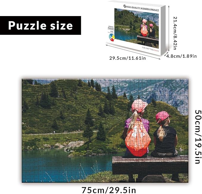 Custom Puzzle from Photos - Personalized 1000/500/300/200/120 Piece Jigsaw Puzzle for Adults & Kids, Unique Wooden Gift for Christmas, Wedding, Anniversary, Birthday