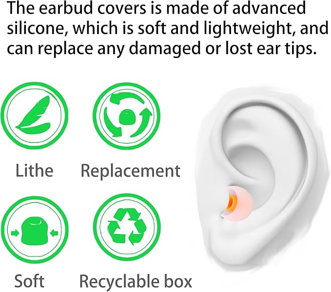 Earbud Replacement Tips - Silicone Earbud Tips Fit Most In-Ear Earbuds (Inner Hole 3.8mm - 5.1mm) - 9 Pairs S M L