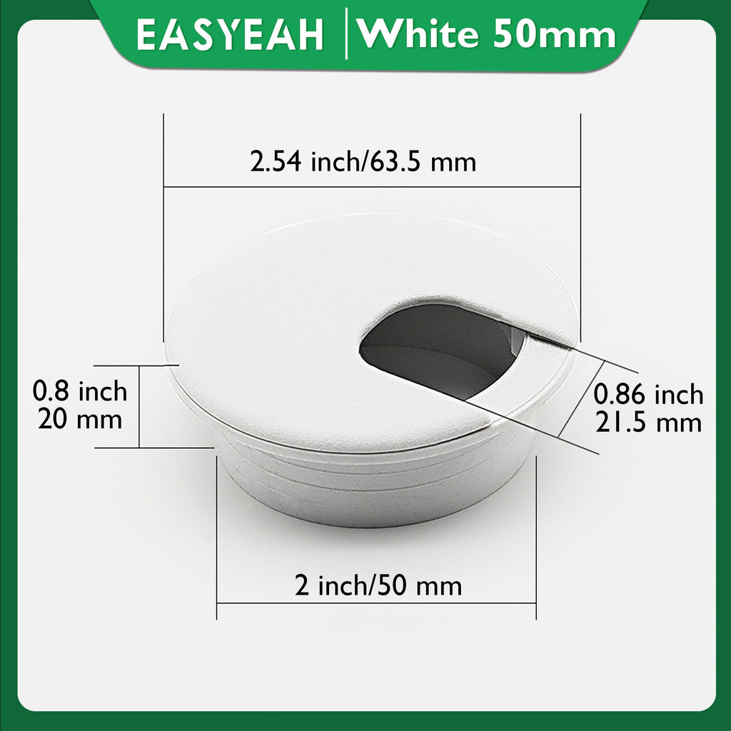EASYEAH 5 Pcs Desk Grommet 2" / 50 mm, Desk Cord Hole Cover