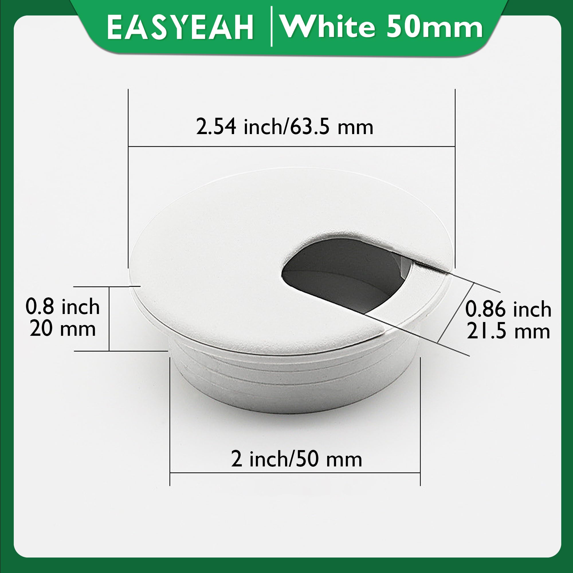 EASYEAH 5 Pcs Desk Grommet 2" / 50 mm, Desk Cord Hole Cover