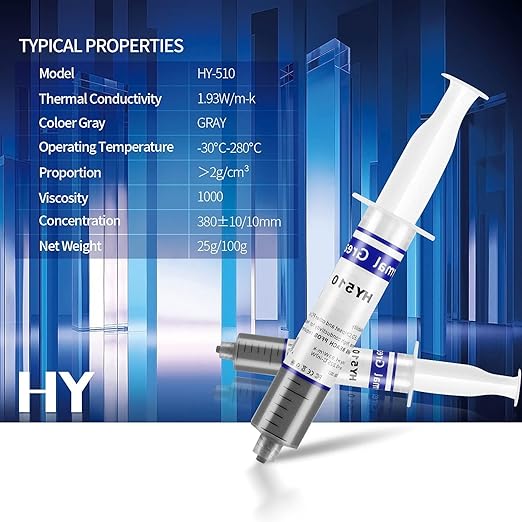 HY510-50g (25g*2) Thermal Conductivity: >1.93W/m-k CPU Thermal heatsink Paste Silicone Grease Compound Non-Conductive for pc CPU gpu PS4 50 Gram