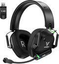 Wireless Gaming Headset for PC, PS5, PS4, Mac, Switch, 2.4GHz USB Dongle Headphones with Mic, Bluetooth 5.4, 50mm Driver, Stereo Sound, Cool Lighting, 50H Battery-Black/Green